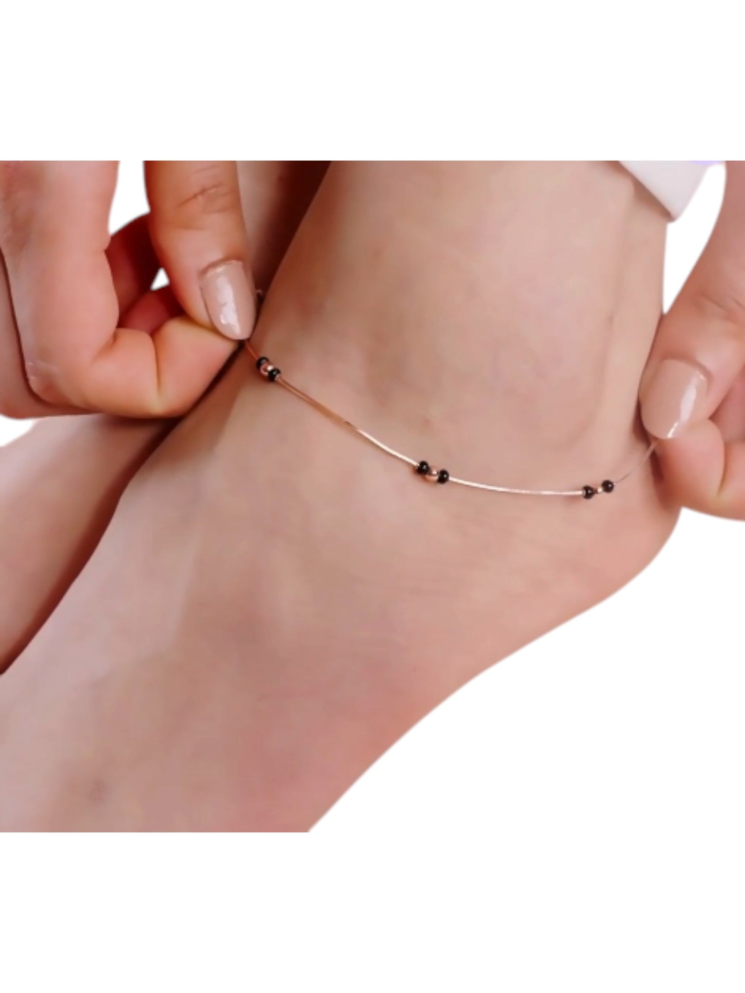 Shimmering Harmony: Rhodium-Plated 925 Sterling Silver By Kesardeep Impex Anklet For Women